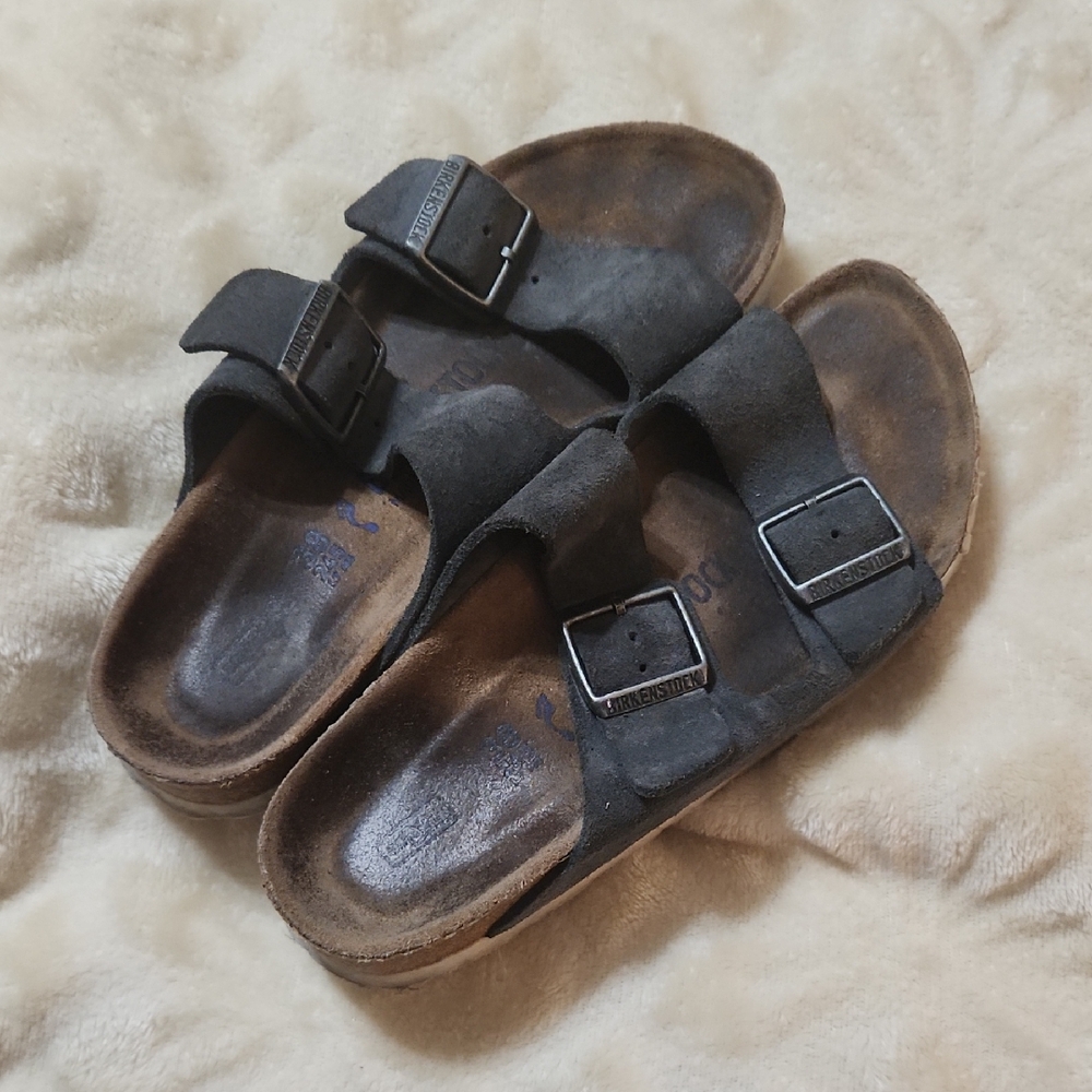 Birkenstock Charcoal Suede Double Strap Sandals